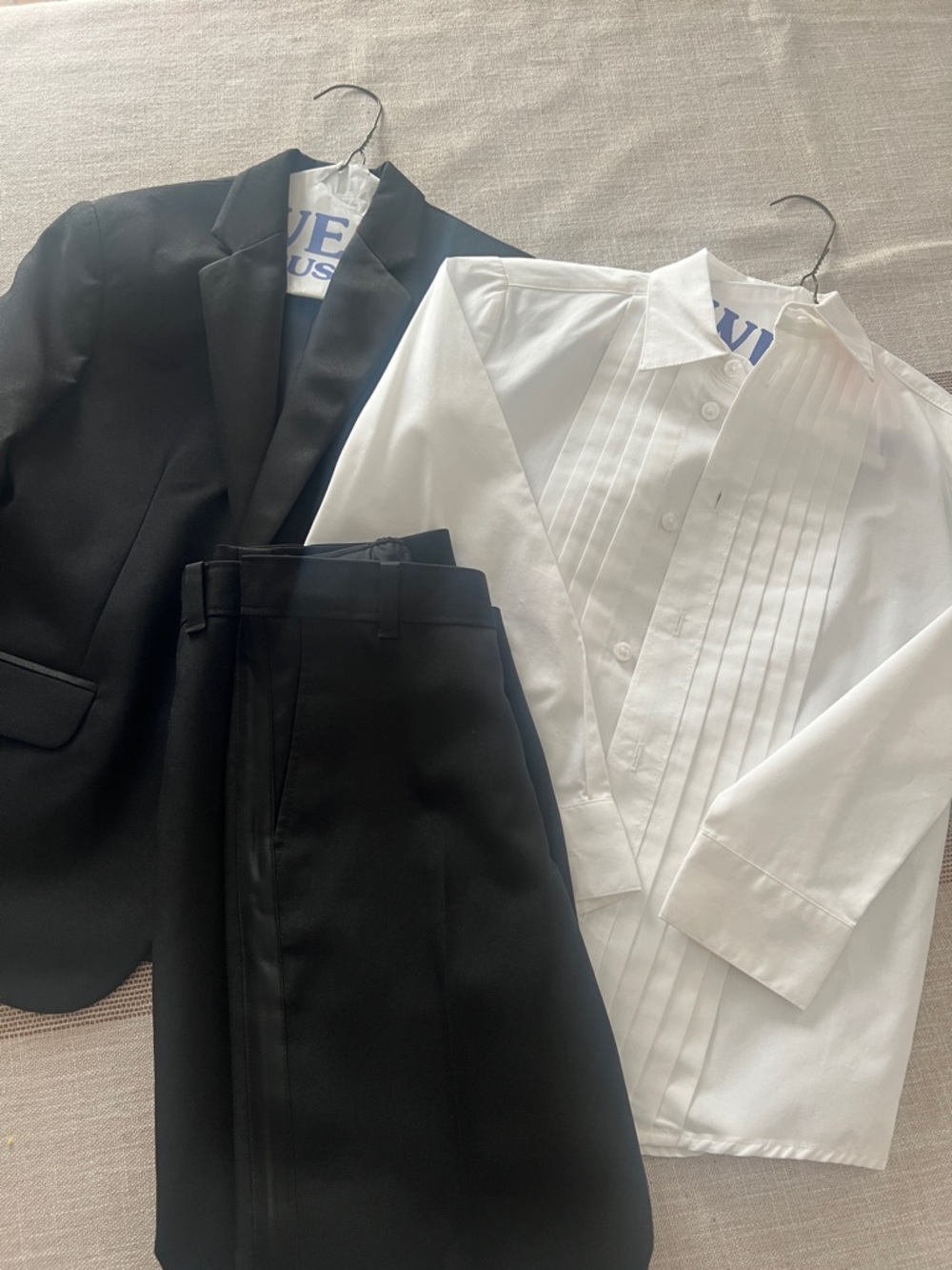 Nautica Kids Black Blazer & Pants with White Pleated Dress Shirt Set worn once